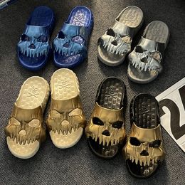 Slippers Personalized Skull Design Men Summer Outdoor Fun Slides Thick Bottom of Beach Nonslip Leisure Women Sandals 230510