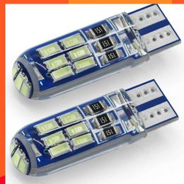 New 10PCS W5W T10 LED T10 LED 194 168 W5W Silica Gel 15SMD Led Parking Bulb Auto Wedge Clearance Lamp CANBUS Silic white blue 12V