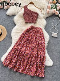 Two Piece Dress Retro Autumn Knitted Pieces Suits Short Single Breasted CardiganPleated Fishtail Long Skirt Female Sweater Sets 230509