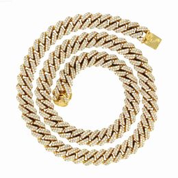 Men Hip Hop Jewelry Natural Diamond 12mm Cuban Chain Necklace Gold Iced Out Cuban Link Chain Necklace Diamond Chain