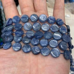 Beads Natural Blue Kyanite Stone 15'' Coin DIY Loose For Jewelry Making Men Women Bracelet Necklace Earring CAB Ring