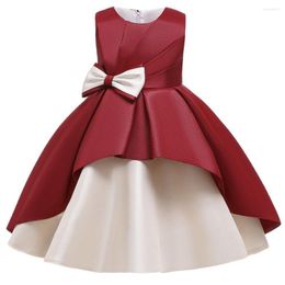 Girl Dresses Flower Girls Retro Formal Gown Big Bow Princess Dress For Clothes Children Clothing With 3 4 5 6 7 8 9 10 Years