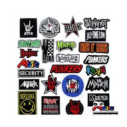 Sewing Notions Tools Customes Mixed Ironing Clothes Band Rock Music Badges Punk Embroidered Stickers For Jacket Jeans Diy Drop Del Dhyya