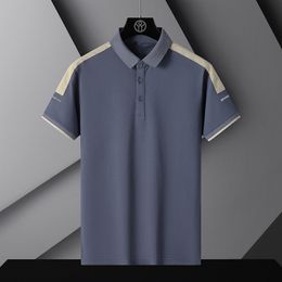 Men's Polos Men's Business Polo Shirt Stitching Colour Contrast Casual Shirt Men's Summer Ice Silk Quick Drying Short Sleeve Sports Top 230510