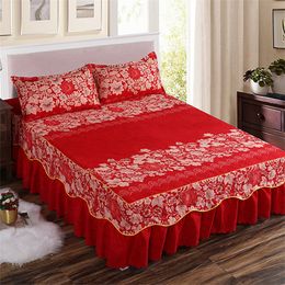 Bed Skirt Home Textile Bedcover European Style Bedspread Polyester Cotton Bed Skirts Flowers Colourful Bed Linings150X200cm Queen Size 230510