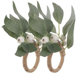 Table Cloth 2pcs Napkin Rings Green Leaf Decor Farmhouse Ring