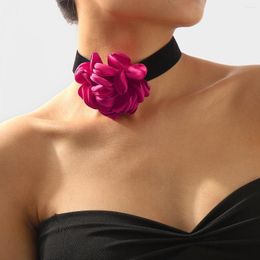 Choker Elegant Romantic Rose Flocked Fabric Necklace