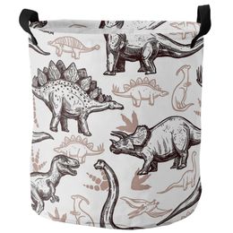 Organisation Cartoon Dinosaur Dirty Laundry Basket Foldable Round Waterproof Home Organiser Basket Clothing Children Toy Storage Basket