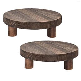 Jewelry Pouches 2Pcs Wooden Stool Display Stand 8IN Round Plant Wood-Flower Pot Supports For Indoor Outdoor Home