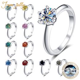 Solitaire Ring JoyceJelly Solid 925 Sterling Silver ring with Real 1-5ct 6.5-11mm Fine Jewellery for Women Wedding Engagement Gifts 230509
