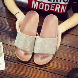 Slippers Fashion Bling Slides Summer Shine Women Female Outdoor PU Shoes Platform Beach Crystal Flip Flops House Sandals Ladies