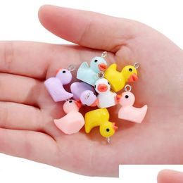 Charms Bk 200Pcs Plastic Cute Duck Diy Findings Keychain Bracelets Pendant For Kid Jewellery Making 19.5X16Mm Drop Delivery Components Dh1Zq