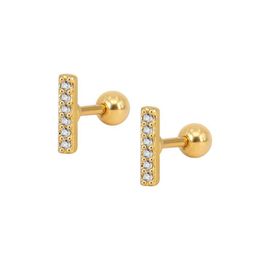 Stud Fashion Cz Clear Crystal Gem Zircon Bar Earrings Korean Style Bone Nails Round Earring For Elegant Girls Women Design P Dhgarden Dhyxv