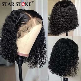 Hair Wigs Bob Lace Black Curly for Women Deep Water Wave Human 100% Remy Natural Short Frontal t Part 230510