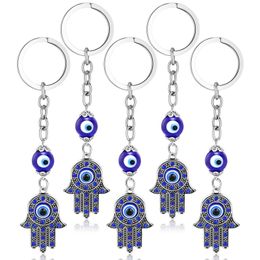 Bulk Turkish Evil Eye Keychains Lucky Blue Zircon Eye Charm Key Chain Vintage Keyring for Men Women Car Key Pendant