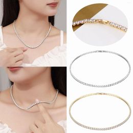 Chains Tennis Necklace For Women Gold/Silver Plated Rhinestone Choker Necklaces Zirconia Cut Faux Diamond A Chain Men Pendant