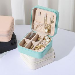 Storage Bags 2023 Portable Jewellery Box Organiser Display Travel Case Boxes Button Leather Zipper Jewellers Joyero