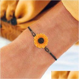 Charm Bracelets Women Sunflower Bracelet Creative Rope Chain Fashion Jewellery High Quality Trendy Metal Bransoletka Drop Delivery Dhpcv