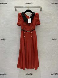 Plus Size woman designer dress bow decoration dress Size S-XXL Bubble sleeved polka dot dress long skirt and Gift belt May07 IJU8