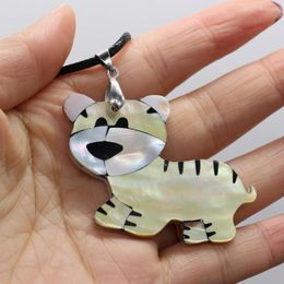 Pendant Necklaces Yachu Natural Shell Mother Tiger Shape Necklace Making DIY Trendy Jewellery Exquisite Gift Size 45x30mm Length 60cm