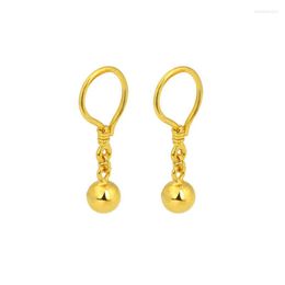 Dangle Earrings 999 24K Yellow Gold Hook For Women 5mmW Polish Ball Small Earring Dangle/2.12g Jewelry
