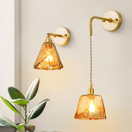 Wall Lamps Nordic Lamp Simple Brass Hand Made Retro Gold Light Luxury Edison Creative Bedside Bedroom Led For Home