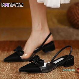 Sandals Summer Black Bow Flat Shoes Elegant Womens Sandals Pointed Toe Shoes Womens Sexy Pump 230509