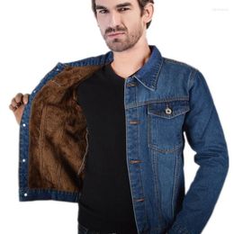 Men's Jackets Winter Jacket Men 2023 Men's Jeans Warm Fleece Vintage Slim Coats Fur Lined Denim Male Plus Velvet Thicken