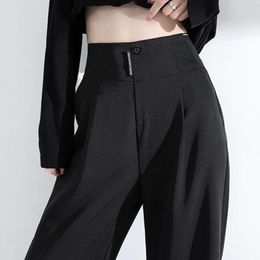 Women's Pants Spring Autumn Suit Women Fashion Elastic Waist Work Formal Trousers Female Korea Business Black Straight S-2XL