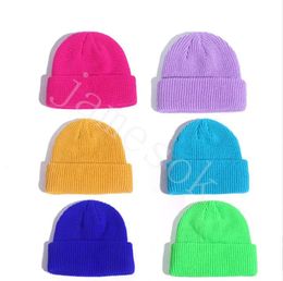 Beanie Winter Knitted Hats Plain Blank Hip Hop Skull Caps Candy Colour Sports Windproof Warm Knit Headgear Crochet DE974