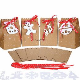 300PCS Christmas Gift Bags Assortment Kraft Paper Favour Bags with Holiday Gift Tags for Christmas Party Supplies