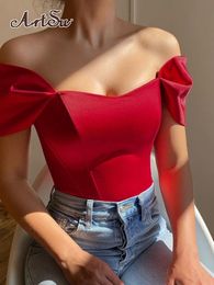 Women's Tanks Camis Artsu Women Satin Sexy Off Shoulder Bodycon Corset Crop Tops Ladies Solid Colour Skinny Tunic Tube Party Clothes 230510