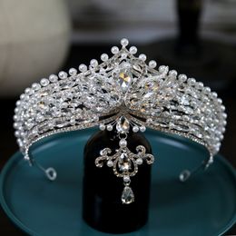 Crystals Beading Bridal Headpieces Crown Tiara Wedding Hair Accessories Women Handmade Headband Ornaments Female Prom Headdress Hairband Headwear ZJ18