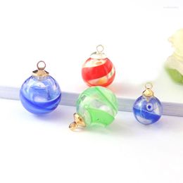 Pendant Necklaces 1PC Colorful 10/12/14MM Ball With Metal Cap Bottle Diffuser Hole Diy Necklace Bracelet Finding