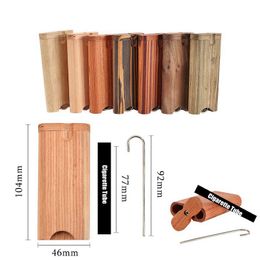 Colorful Natural Wooden Portable Cigarette Dugout Case Kit Dry Herb Tobacco Wooden Storage Box Catcher Taster Bat One Hitter Pipes Smoking Cleaning Hook DHL