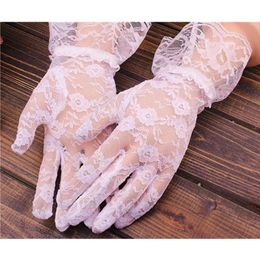 Five Fingers Gloves 2023 Elegant Women Floral Lace Ruffle Short Summer Solid Thin Breathable Costume Lady Girl Prom Party Glove