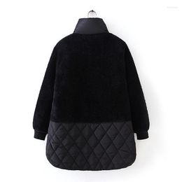 Women's Trench Coats 2023 Down Cotton Parka Black Female Faux Splice Thick Padded Jacket Winter Women Warm Wadded Coat