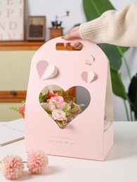 Gift Wrap Flower Cake Packaging Box Valentine's Day Flowers Candy Portable Mother's Shop Bouquet Pink Hollow Out