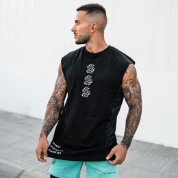 Mens Tank Tops Gym Sports Fitness Cotton Crew Neck Top Fashion Clothing Men Vest Summer Sleeveless TShirt Clothes 230509