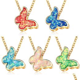 Pendant Necklaces Fashion Colorf Blue Pink Butterfly Necklace Women New Charm Acrylic For Drop Delivery Jewelry Pendants Dhgarden Dhvuw