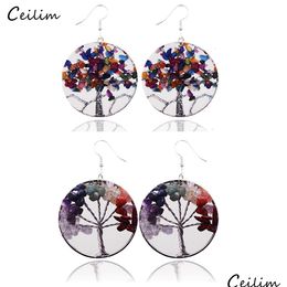 Charm Fashion Tree Of Life Printed Leather Earrings Ethnic Dangle Hanging Boho Pendant For Women Jewellery Drop Delivery Dhgarden Dhctp