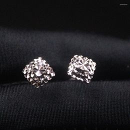 Stud Earrings Marked Pt950 Real Platinum 950 For Women 6mm Square Full Star Hook 2.5g