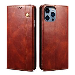 Crazy Horse Phone Cases For Iphone 15 14 13 12 11 Mini Plus Max X XR XS 8 7 Wallet Leather Cover Case Fundas Capa