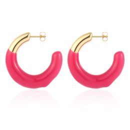European and American personality big brand versatile fashion C-shaped irregular oil dripping multi-color earrings