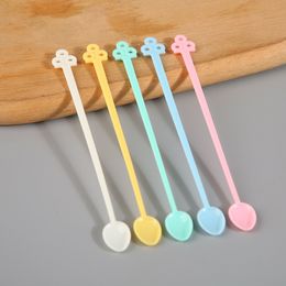 5000pcs Candy color coffee stirrer bar spoon milk Fruit small stir bar Long Handled Spoon mixing Melamine Plastic Spoon 12.8*1cm Kitchen Tools