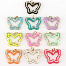 Pendant Necklaces 10Pcs Gold Filled Enamel Colorful Butterfly Frame Shape Dainty Charm Jewelry Findings