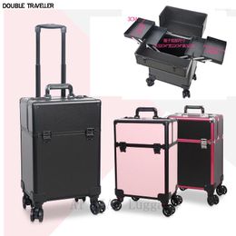 Suitcases Cosmetic Case Multi-layer Large-capacity Box Nail Tattoo Rolling Luggage Bag Makeup Multi-function Trolley Suitcase Travel