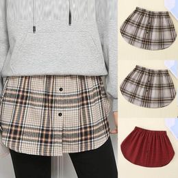 Skirts Fashion Women Mini Skirt Shirt Extenders Plaid Strap Elastic Short Slit High Waist