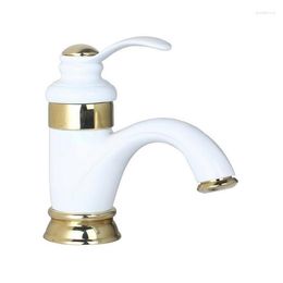 Bathroom Sink Faucets Copper Basin Faucet White Antique Wash Water Baking Varnish Mixer And Cold