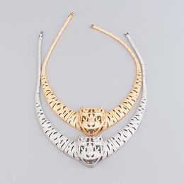 gold wide leopard diamond choker necklace for women ladies sexy trendy silver luxury tennis indian unisex jewelry designer Women jewlery party gifts Wedding girls